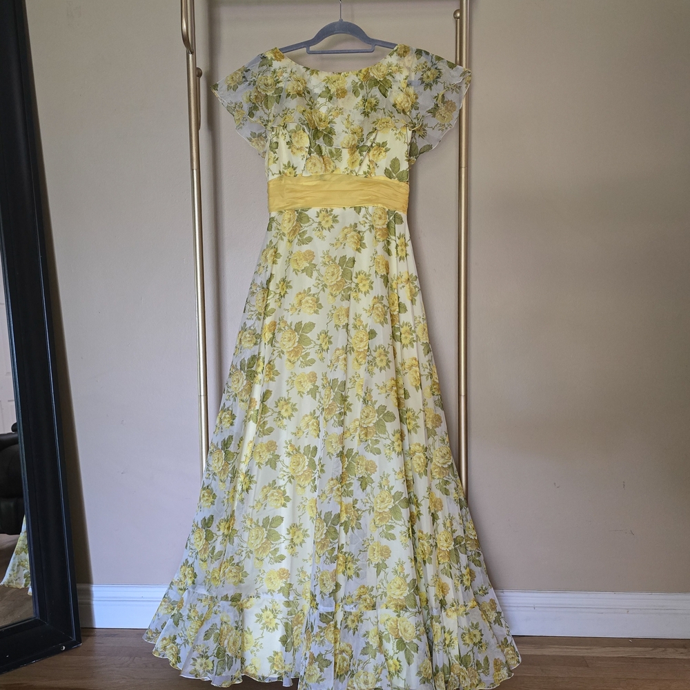 Floral Print Skirt in Yellow and Green